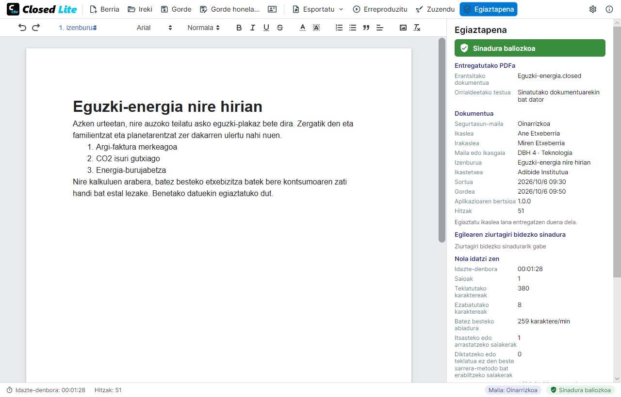 Entregatzeko PDF bat egiaztatzea