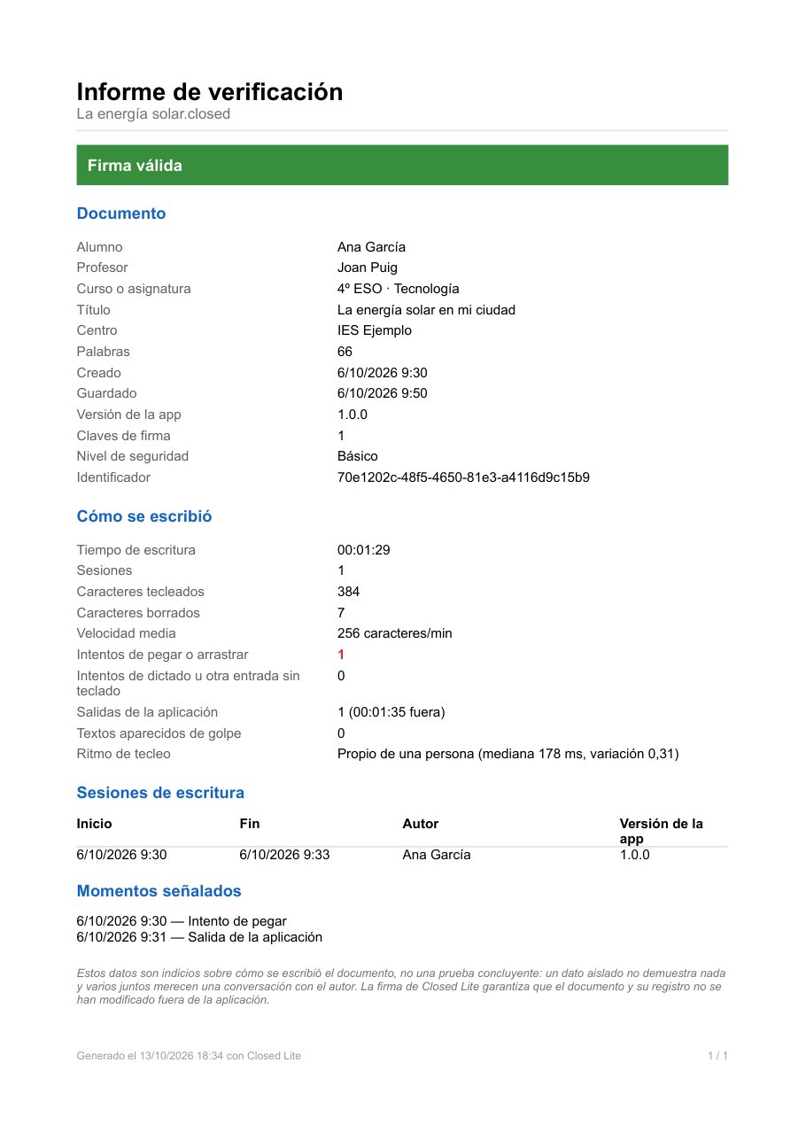 Informe de verificación