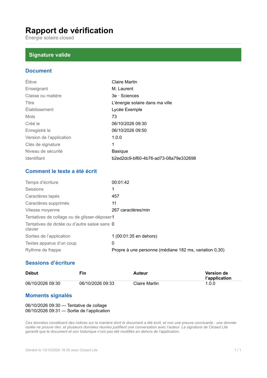 Rapport de vérification