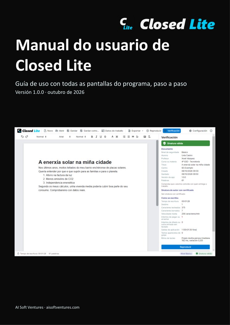 Portada do manual de Closed Lite