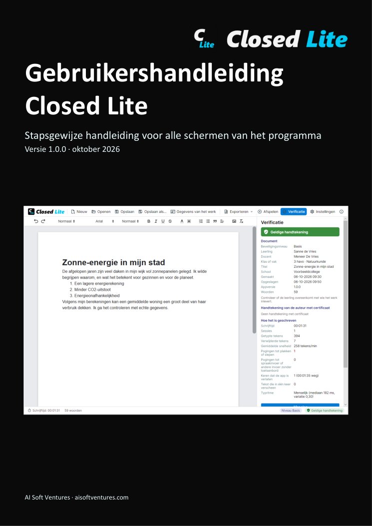 Omslag van de handleiding van Closed Lite