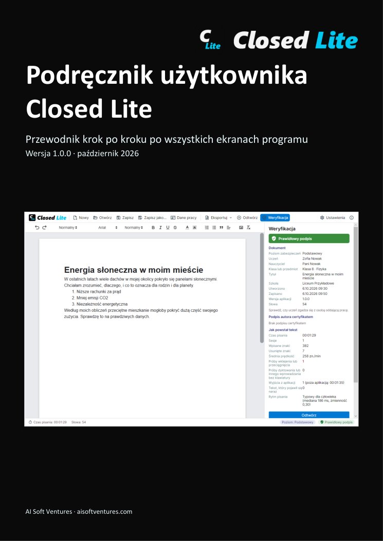 Okładka instrukcji Closed Lite