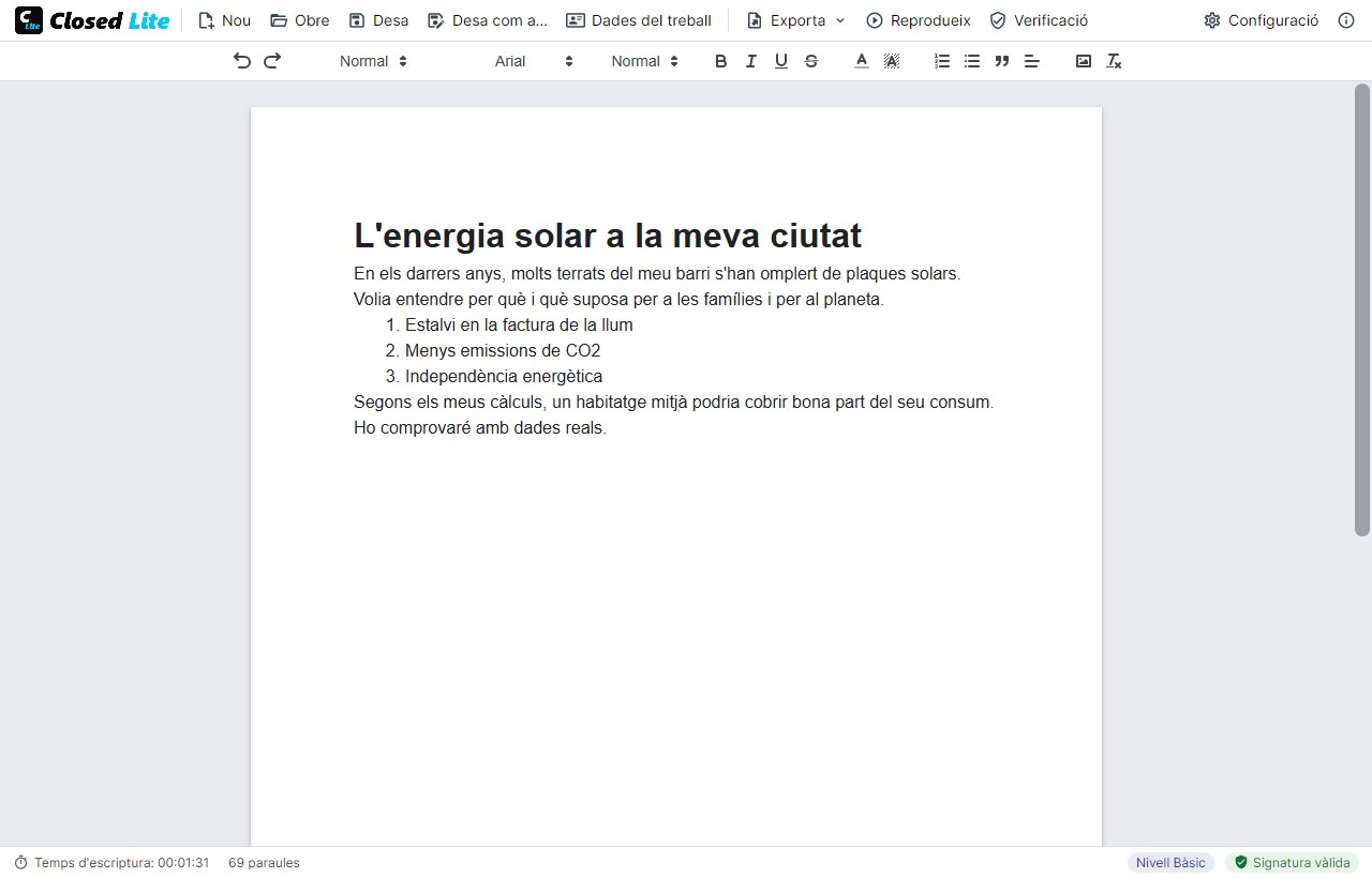 Finestra principal de Closed Lite