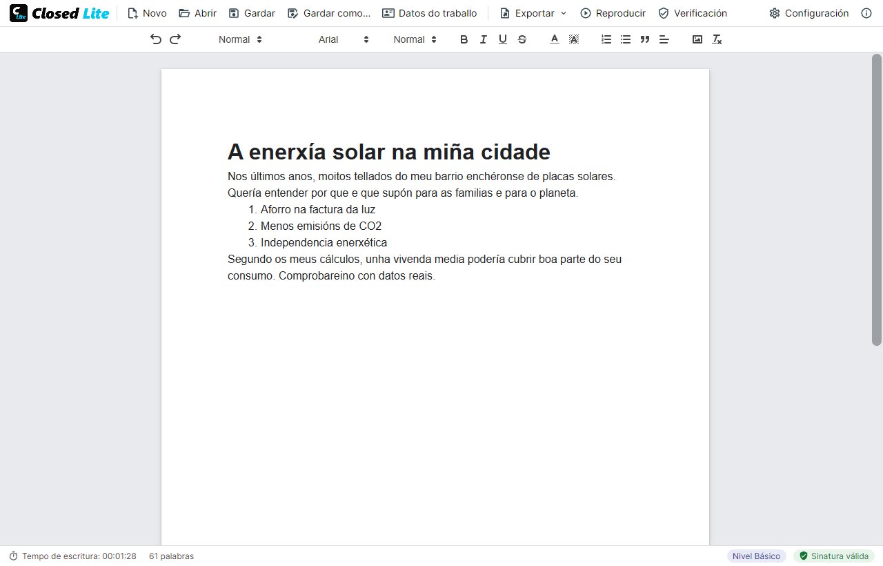 Xanela principal de Closed Lite