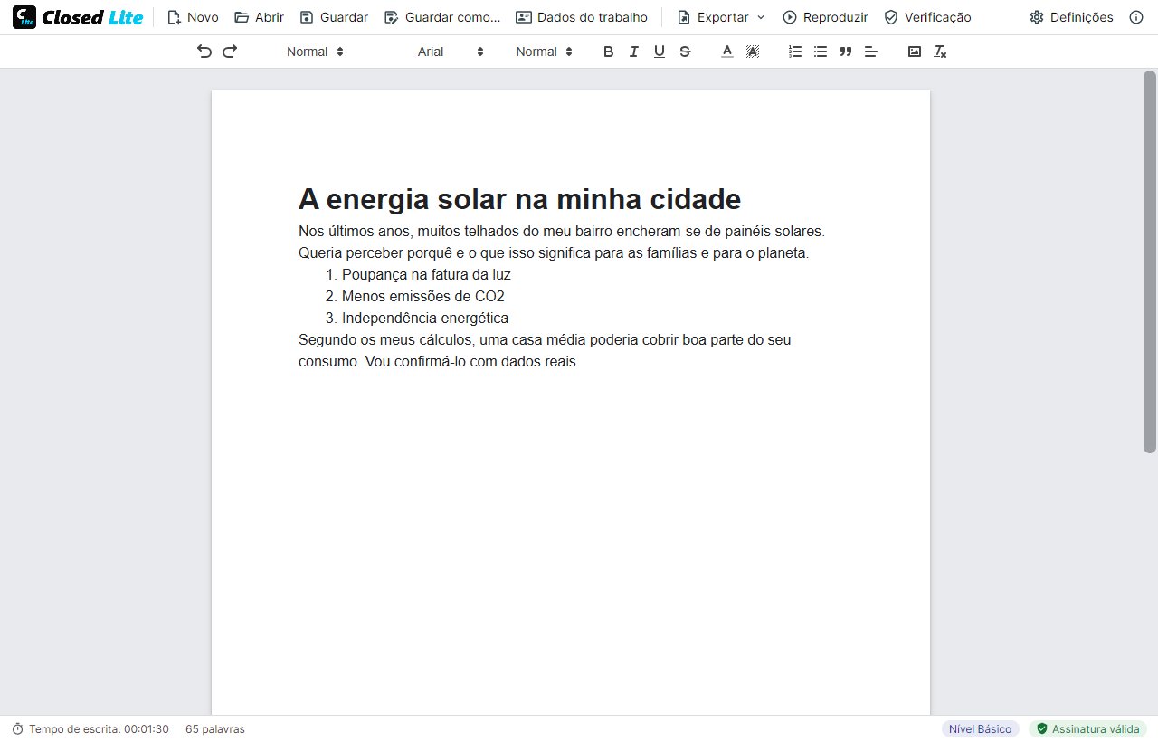 Janela principal do Closed Lite