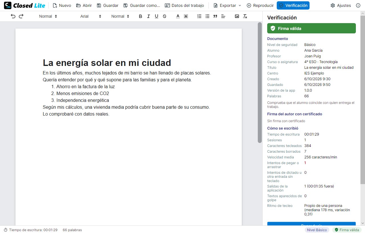 Panel de verificación