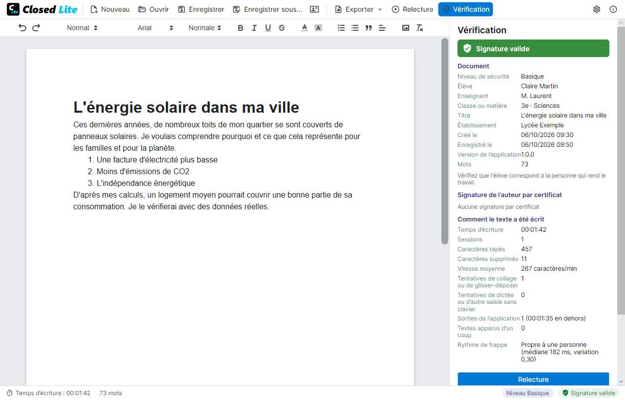 Panneau de vérification