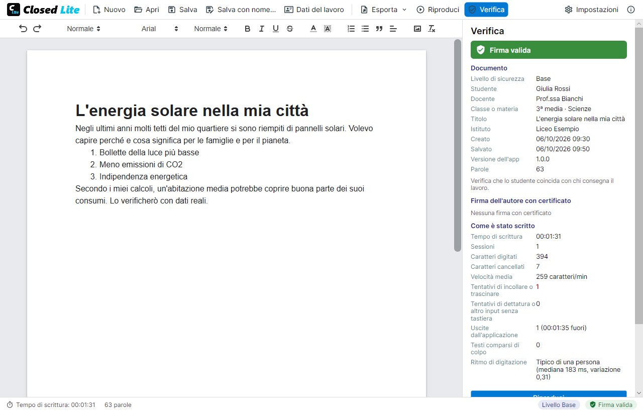 Pannello di verifica